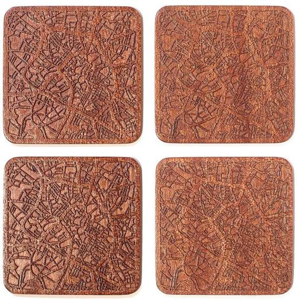 Porte-cartes en bois stable lot de 4 fini les bureaux en désordre
