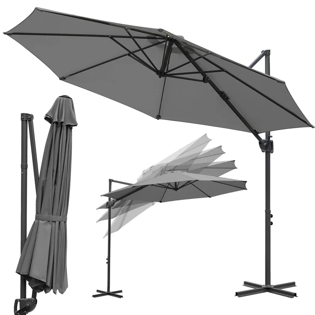Parasol Ikodm gris 300 cm : Dites adieu aux coups de soleil en terrasse