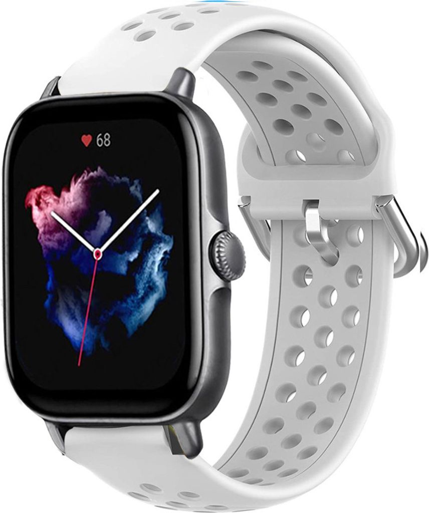 Strap-it Amazfit GTS 3 Silikonarmband mit Löchern (Weiß)