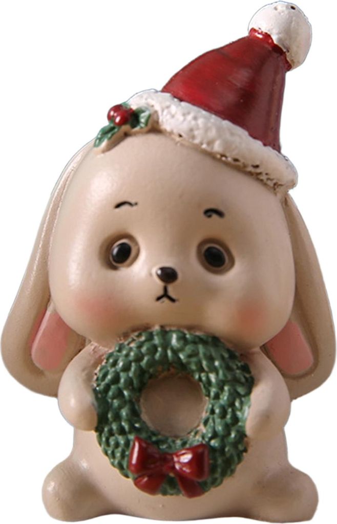 Weihnachtsminiaturfiguren aus Kunstharz: Weihnachtsmann, Schneemann, Weihnachtsbaum, Bär und Hase – 3D-Figur, niedliche Weihnachtsstatue für Zu...