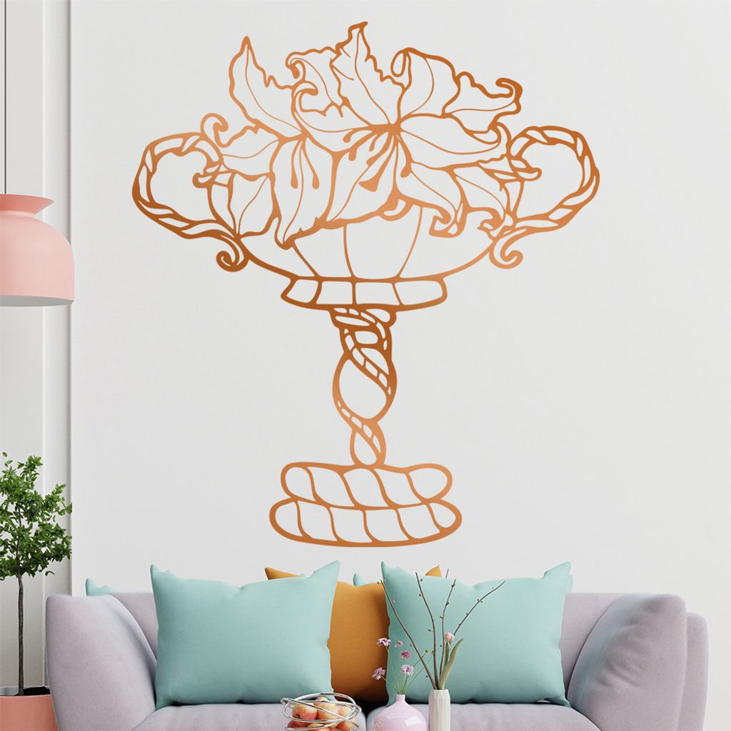 Pflanzen - Pokal - Dekoration Wandtattoo in 6 Größen - Wandaufkleber Wall Sticker - Dekoration, Küche, Wohnzimmer, Schlafzimmer, Badezimmer