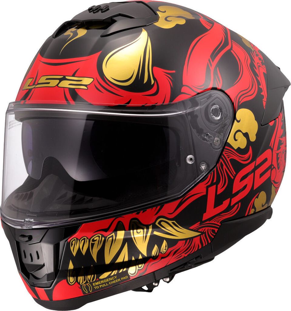 LS2 FF808 Stream II Drako Helm, schwarz/rot/gold, 2XL Produktbild 