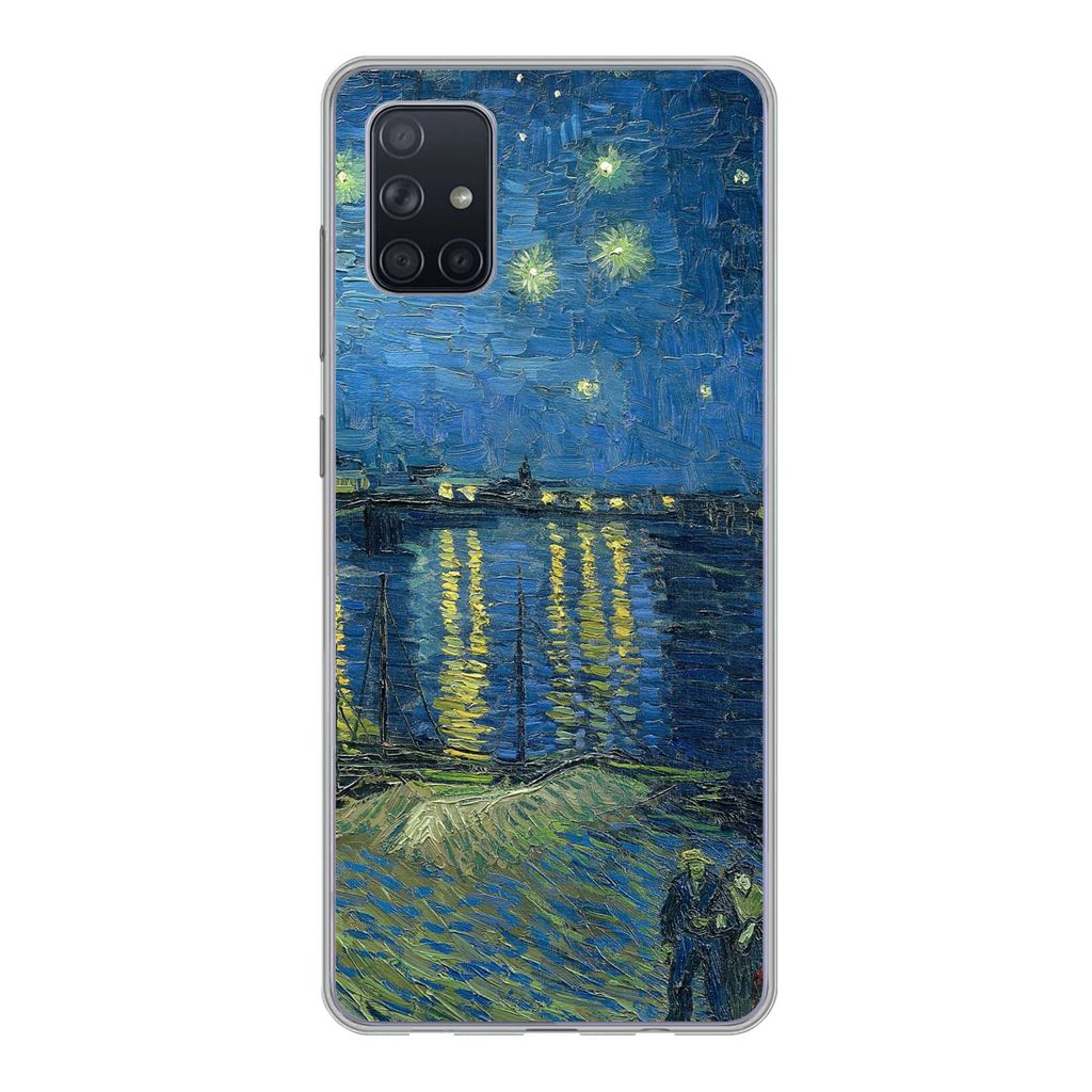 MuchoWow Handyhülle Schutzhülle Hülle für Samsung Galaxy A71 Die sternenklare Nacht - Vincent van Gogh Silikon Softcase Handy Hülle - Karten...