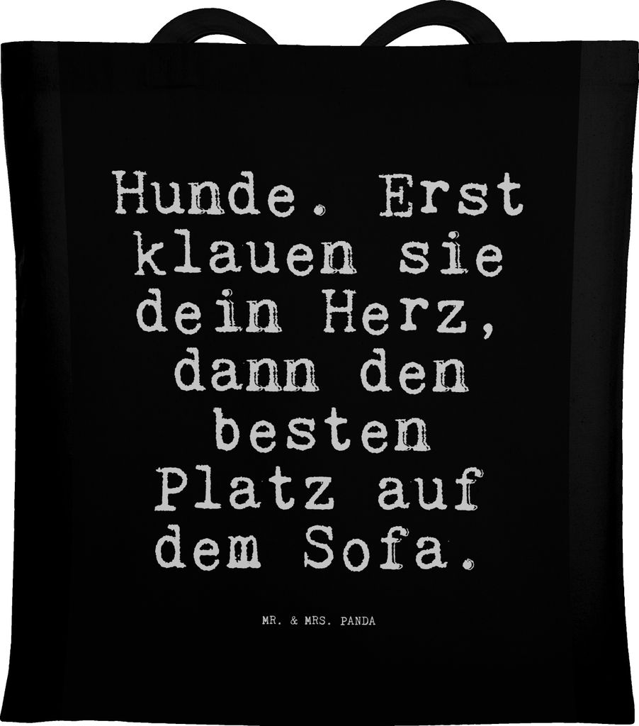 Mr. & Mrs. Panda Tote Bag Hunde. Erst klauen sie... - Schwarz - Geschenk, Sprüche, Einkaufstasche, canvas tasche, Tragetasche, Shopping, Haus, Hun...