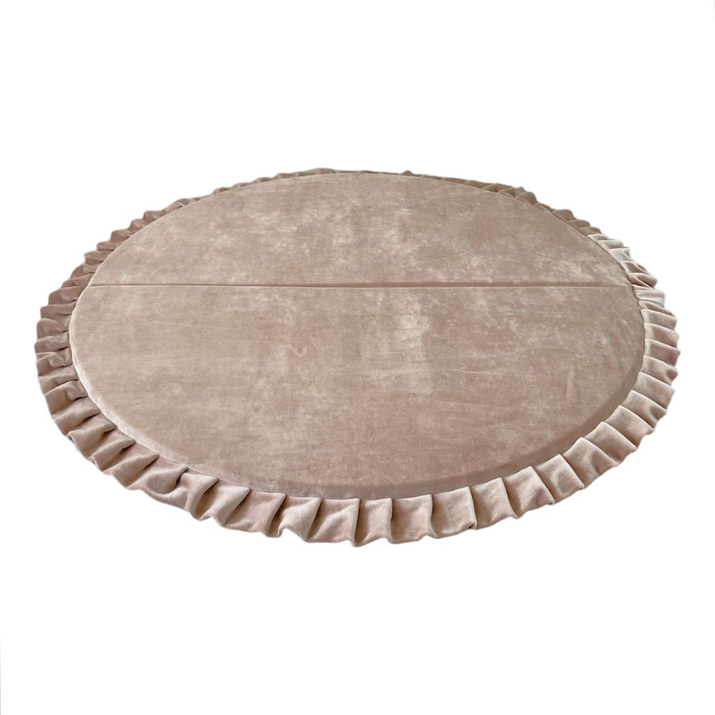 Monio for Kids - Beige Runde XXL Spielmatte aus Weicher Samt Kinder abnehmbarem Bezug Babyspielmatte Kuschelmatte Waschbar Kinderzimmer