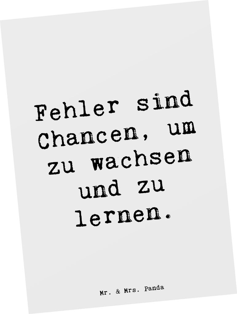 Mr. & Mrs. Panda Grußkarte Spruch Fehler lernen wachsen - Weiß - Geschenk, Postkarten, Postkarte, Entwicklung, Trost, Rückschläge, Geschenkidee...