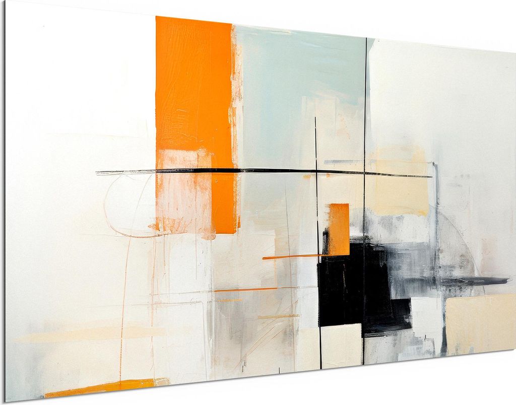 DEQORI Alu-Dibond Bild Weiß 100x50 cm 'Geometrische Resonanz' Wandbild Metall dünn Design