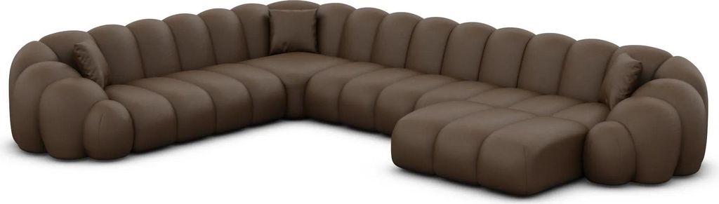 Echtleder U-Form XXL Wohnlandschaft Liora Dunkelbraun Rechts