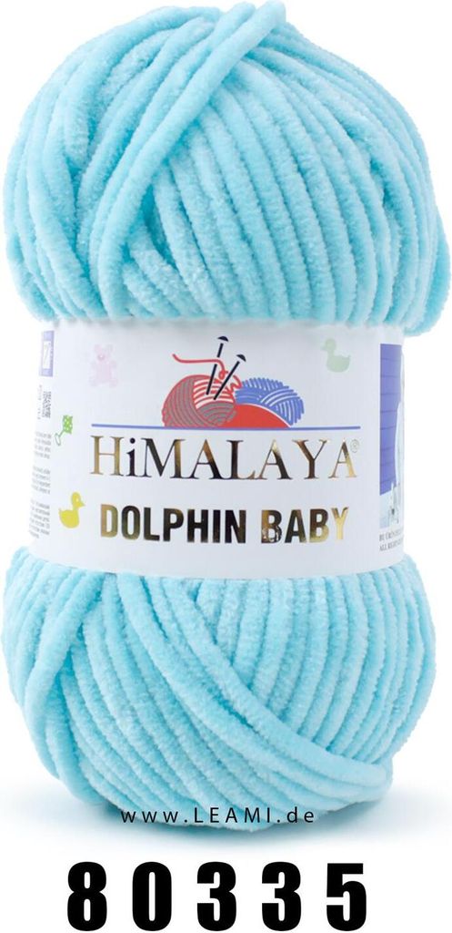 A ball of aqua-colored yarn with a label.