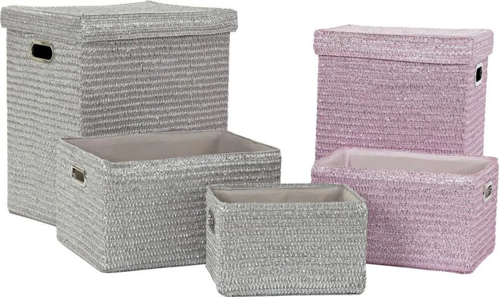 Paniers de Rangement en Polypropylène Gris - Lot de 5 Bacs de 50 cm de Haut