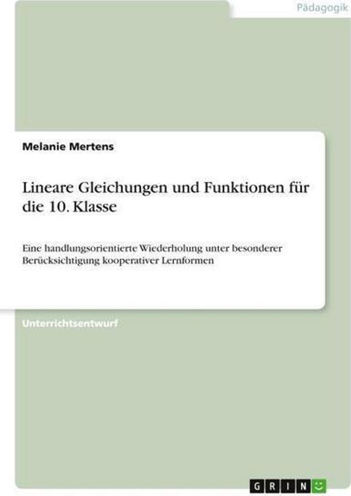 Lineare Gleichungen und Funktionen für die 10. Klasse