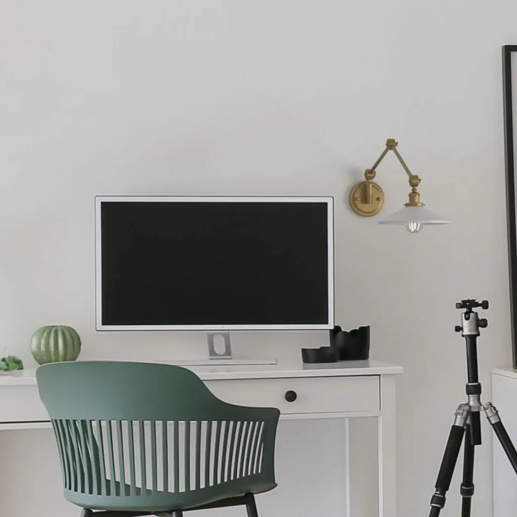 Lampe Murale Articulée en Métal Blanc pour Lecture et Bureau Rétro E27
