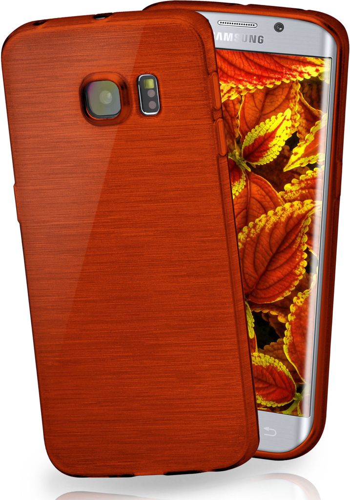 moex Brushed Case kompatibel mit Samsung Galaxy S6 Edge - Hülle aus Silikon, Rot