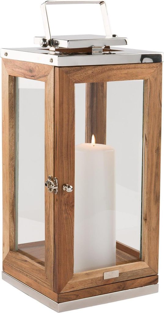 Fink TOLEDO, Laterne, Edelstahl , Glas, Akazienholz, braun, Produktbild 