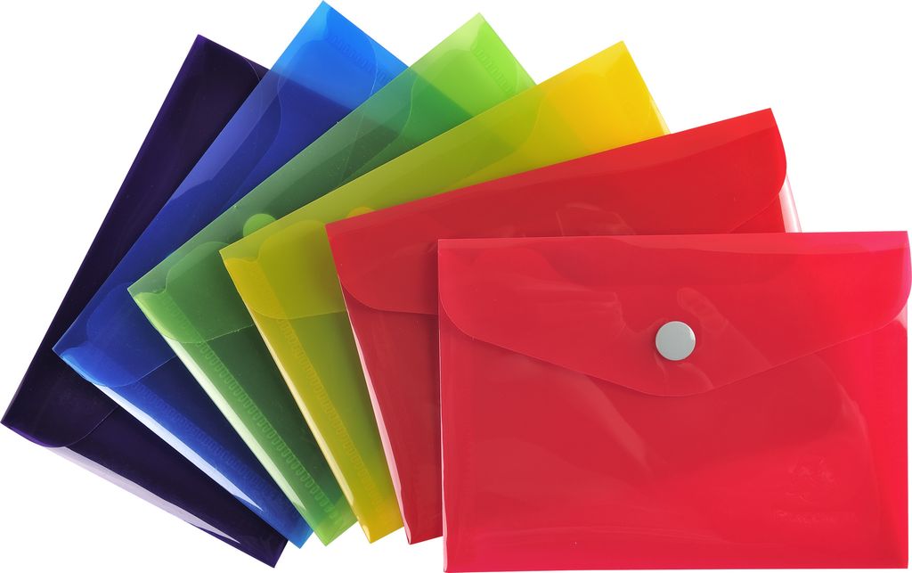 Exacompta 30x Tasche mit Druckknopf Iderama aus PP - Farben sortiert - 34430E