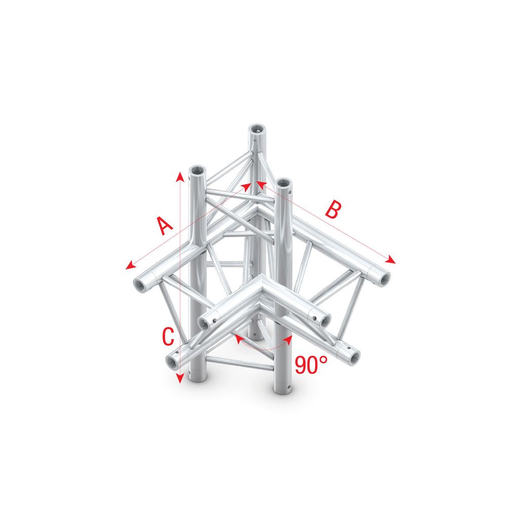 Milos Pro-30 Triangle P Truss - Corner up/down - right - 50 cm ACB44sp - 90° corner - silver - P