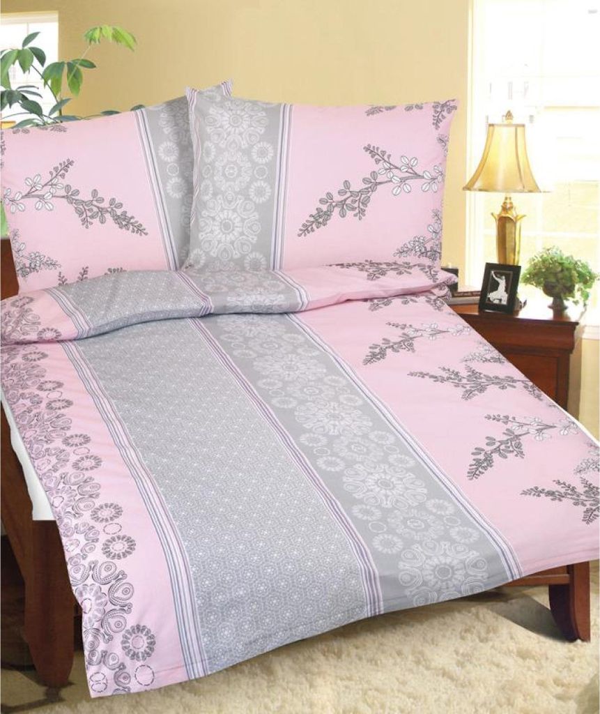 Leinen Krepp - Rosa,Grau - 140x220, 70x90