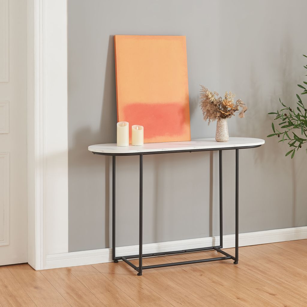 Konsolentisch 'Nordfron' 120x40x75 cm Marmor, weiß