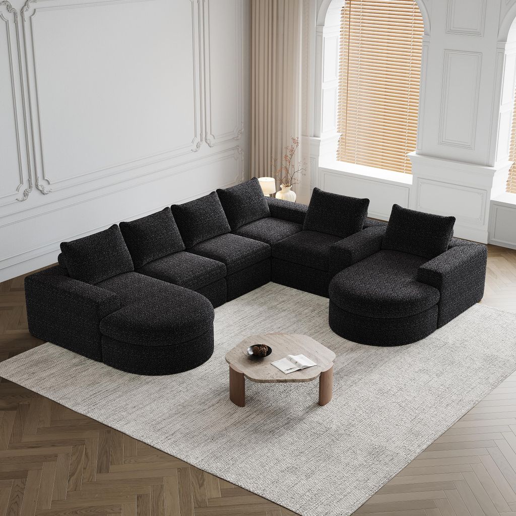 2-teilig Chenille Sofa mit Lounge-Set Liegestuhl Modulare Couch mit verstellbarer Liegeposition Schaumstoff-Kompressionssofa L-Form