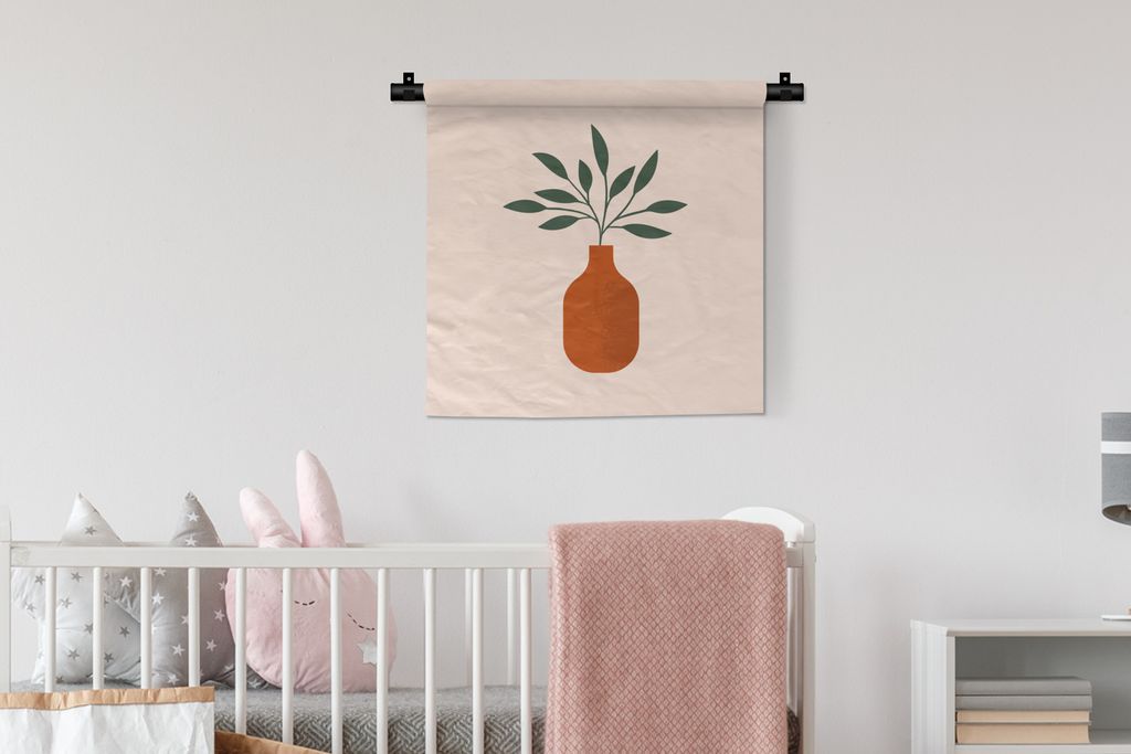 MuchoWow Wandteppich Wandbehang Vase - Sommer - Pflanze 60x60 cm Tapisserie Dekoration Wandtuch - Dekorationen - Wand Decke