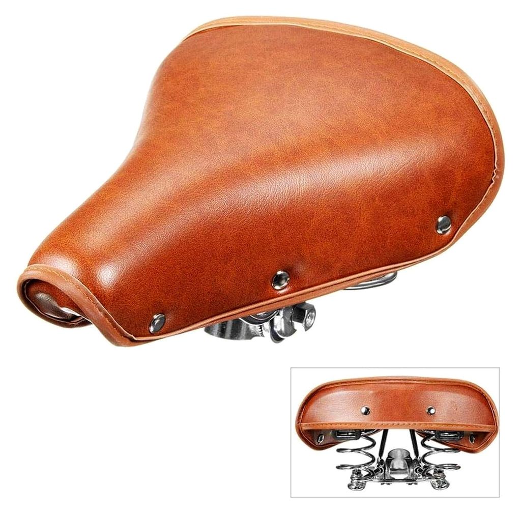 Fahrradsattel Universal Weicher Sitz Kunstleder Wasserdicht mit Stoßdämpfer für Vintage Bikes