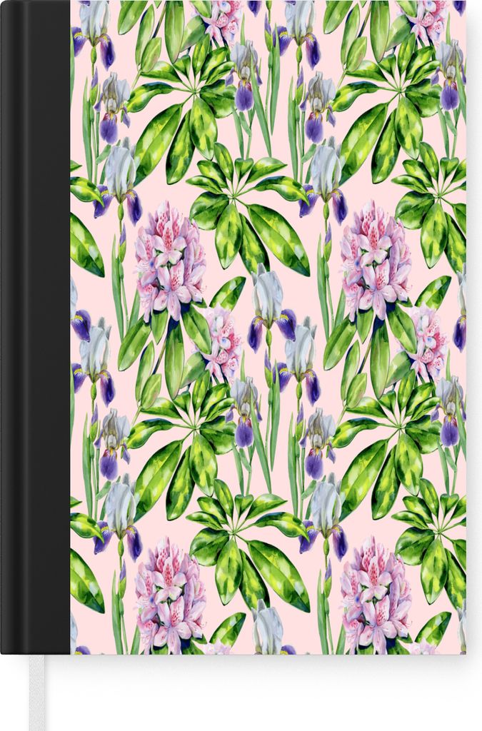 MuchoWow Notizbuch Tagebuch Haushaltsbuch Notebook A5 Blumen - Rosa - Collage - Notizblock - Notizheft - Notebook - Schreibblock - Papier