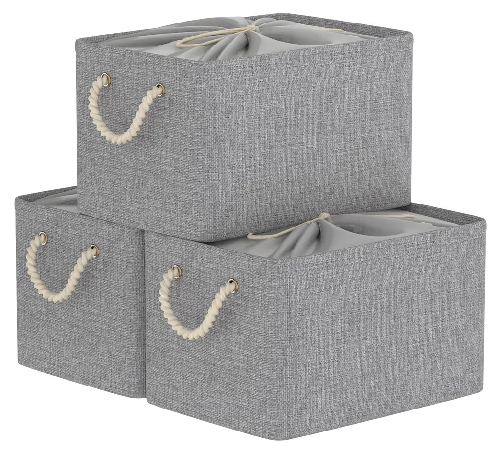 Paniers de rangement en tissu avec couvercle pour armoire