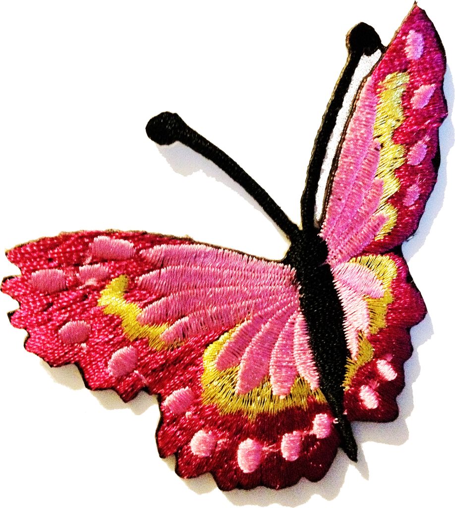 Schmetterling - Aufnäher, Bügelbild, Aufbügler, Applikationen, Patches, Flicken, Zum Aufbügeln, Größe: 7.9 x 6.3 cm