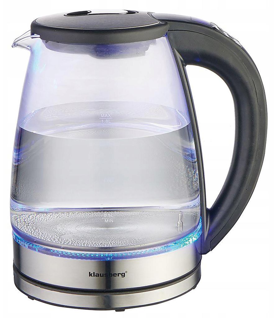 Klausberg Elektrische Wasserkocher KB-7887 1,8L Transparent mit LED RGB-Beleuchtung und Temperaturregelung