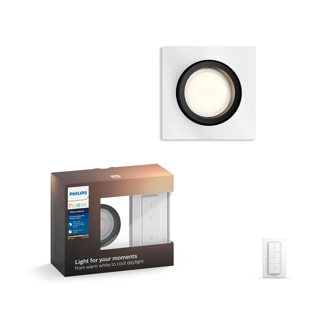 Spot LED Encastrable Carré Philips Hue Milliskin Argent White Ambiance - 6