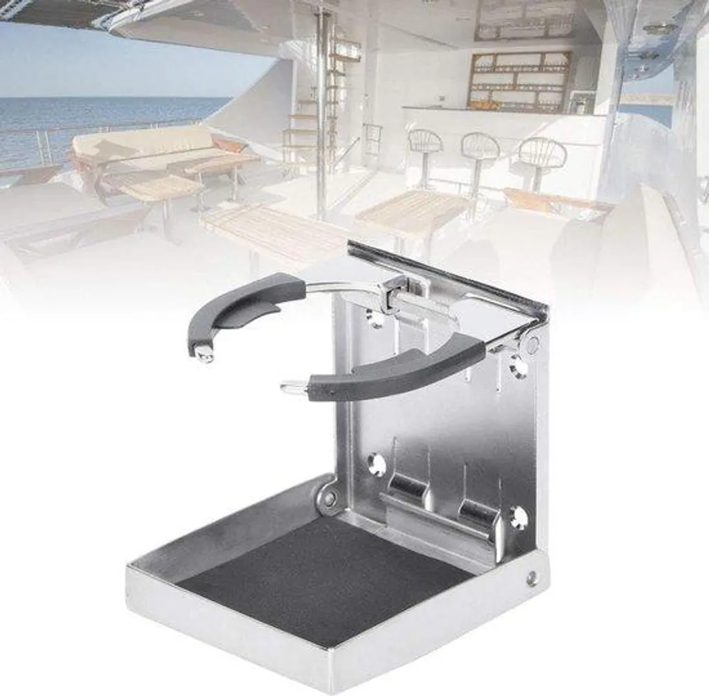 Porte-gobelet mural rabattable en inox pour camping-car et utilitaire