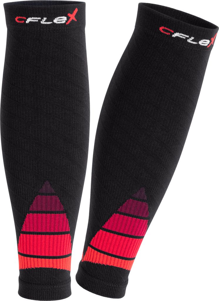 CFLEX Herren & Damen Sport Kompressions Stulpen (1 Paar) Wadenbandage - Schwarz-Rot L-XL