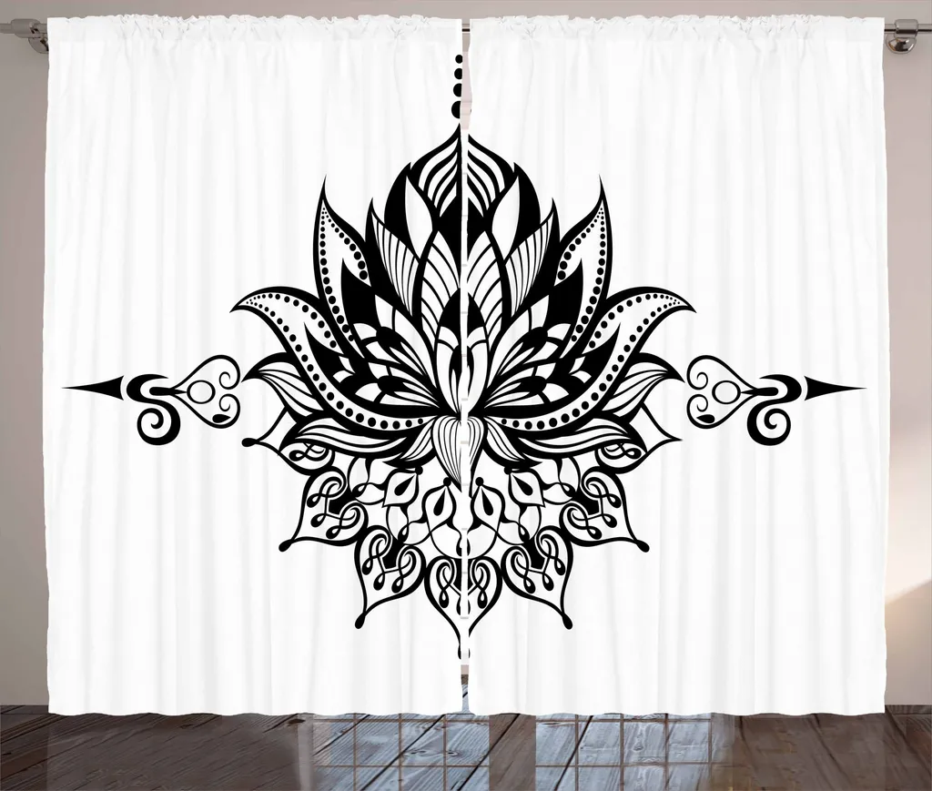 Tenda Artistica ABAKUHAUS Lotus Tattoo - Bianco e Nero 280x175