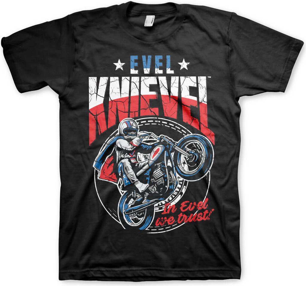 Evel Knievel Wheelie T-Shirt - Small - Black