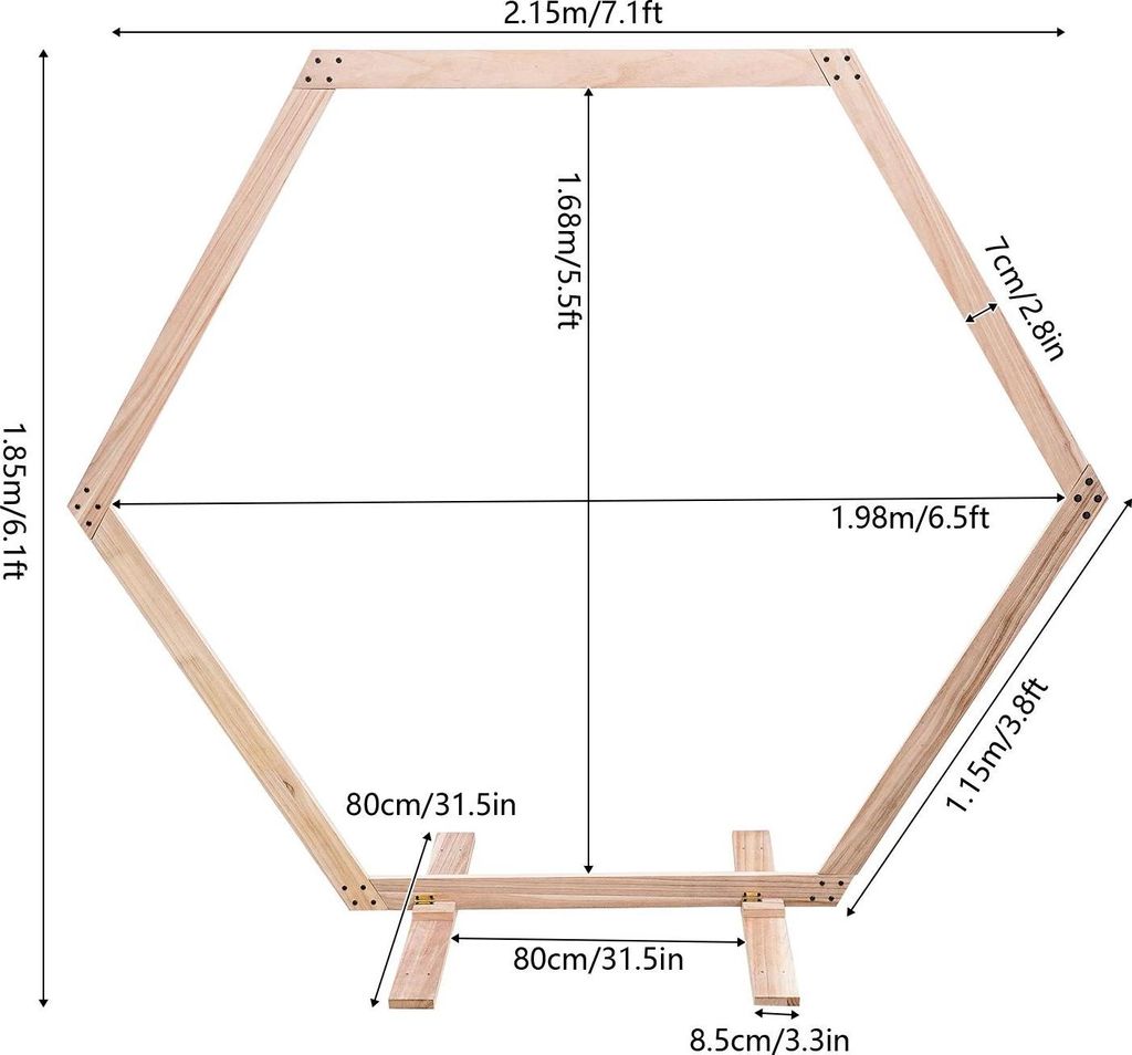Support de fond en bois - Arche de mariage hexagonale / Image du produit 