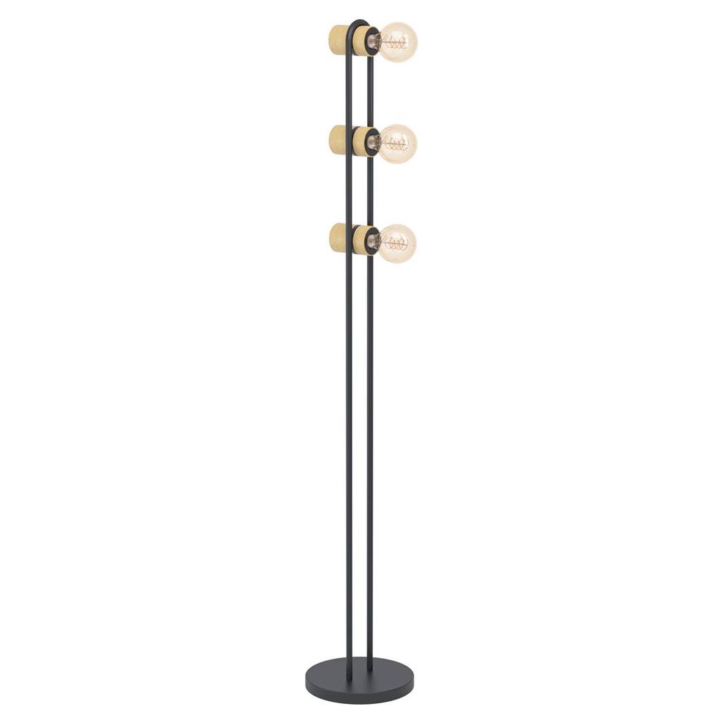 A floor lamp with three bulbs.