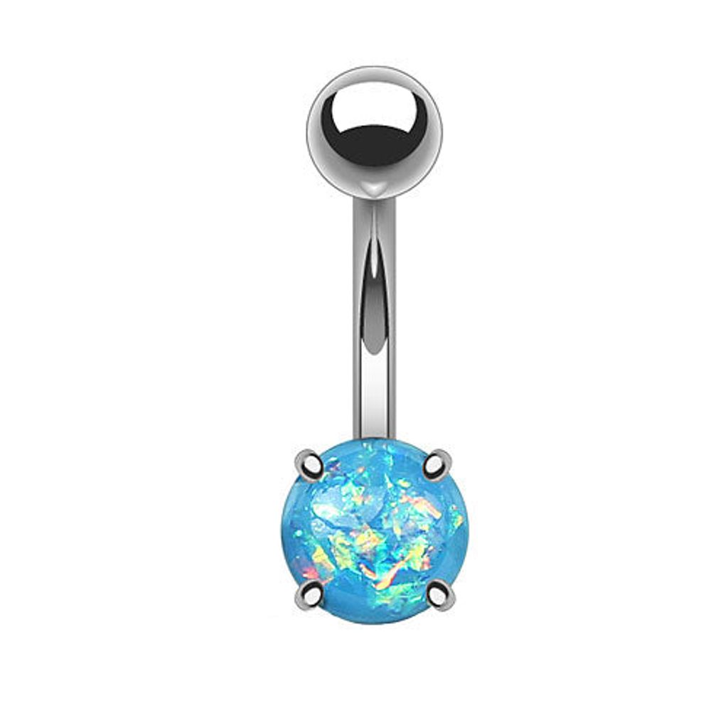 Taffstyle Bauchnabelpiercing Bauchnabelpiercing Stecker Edelstahl mit eingefassten Glitter Opal, Aqua