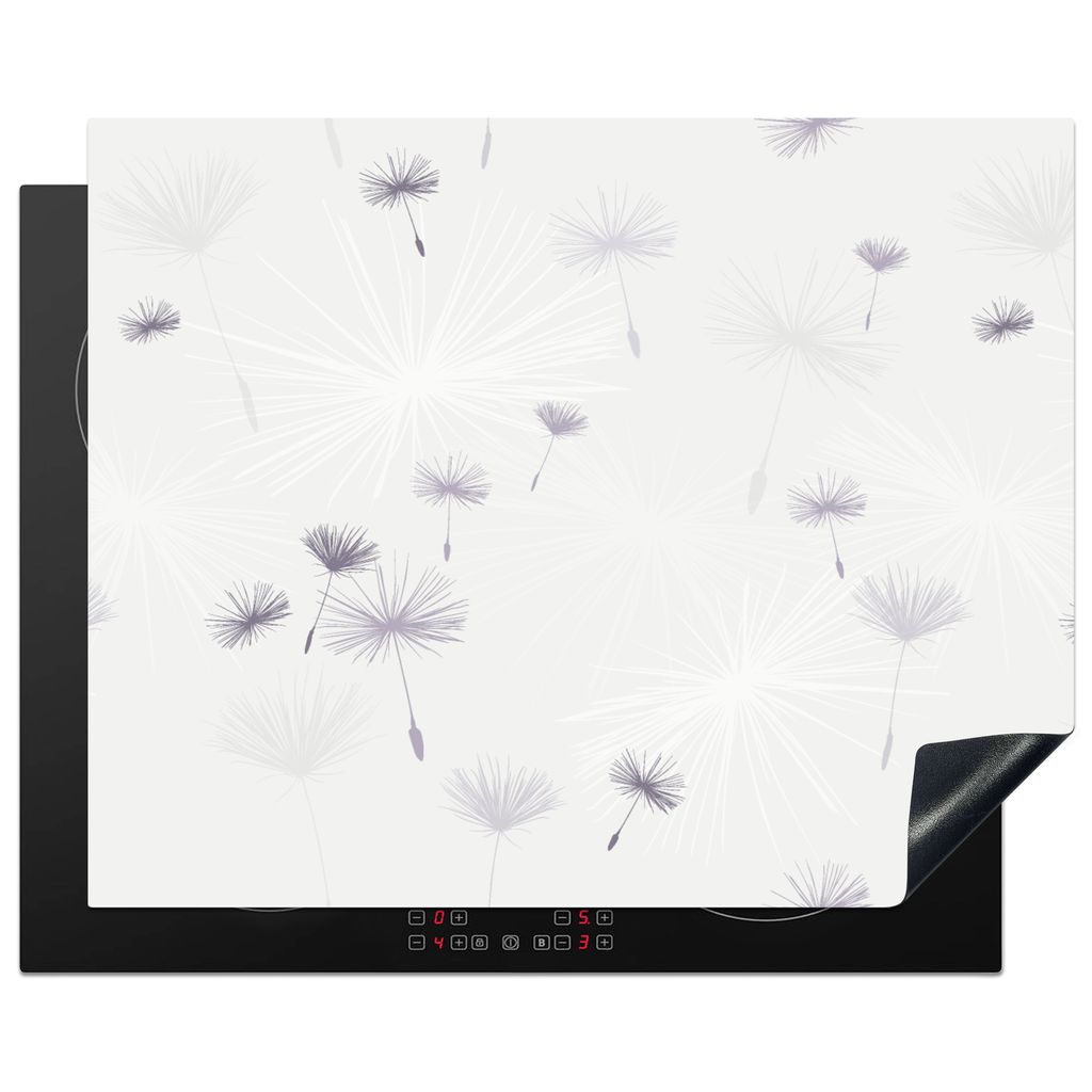 KitchenYeah Herdabdeckplatte Design - Pusteblume - Blumen , 65x52cm, Küche Deko, Glaskeramikkochfeld Herdabdeckung, Abdeckplatte fùr Kochfeld