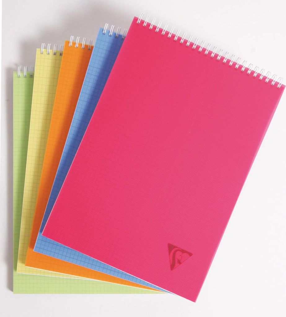 Clairefontaine 5x Block mit Doppelspirale A4 80 Blatt kariert sortiert 328635C