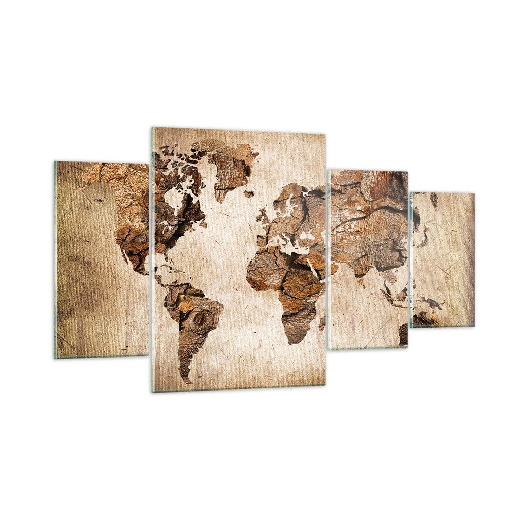 Bilder auf glas - Karte Welt modern - 160x90cm - Glasbilder - Wandbilder - Kunstdruck - zum Aufhängen bereit - Wanddekoration aus Glas - Glas Bild...
