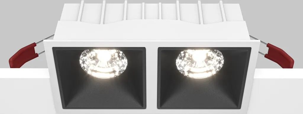 Double projecteur LED encastrable rectangulaire blanc pour intérieur