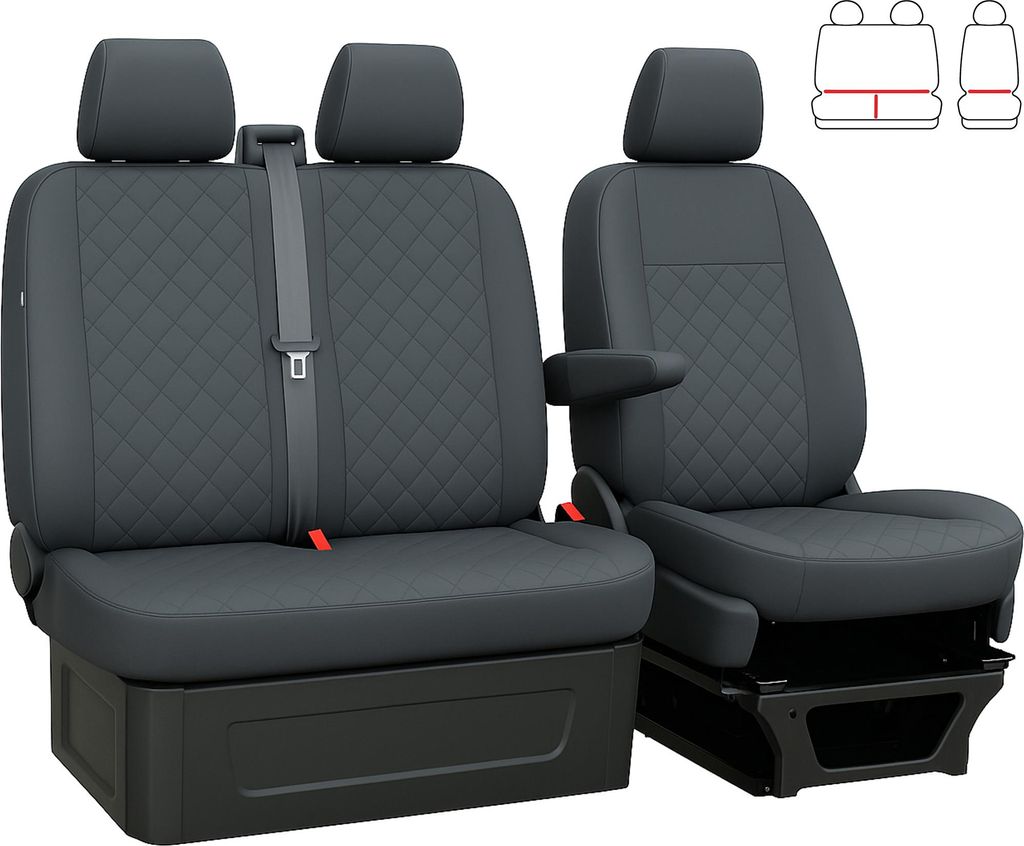 Autositzbezüge 2+1 Maß für Renault Trafic III ab 14 Schonbezüge Grau Sitzschoner