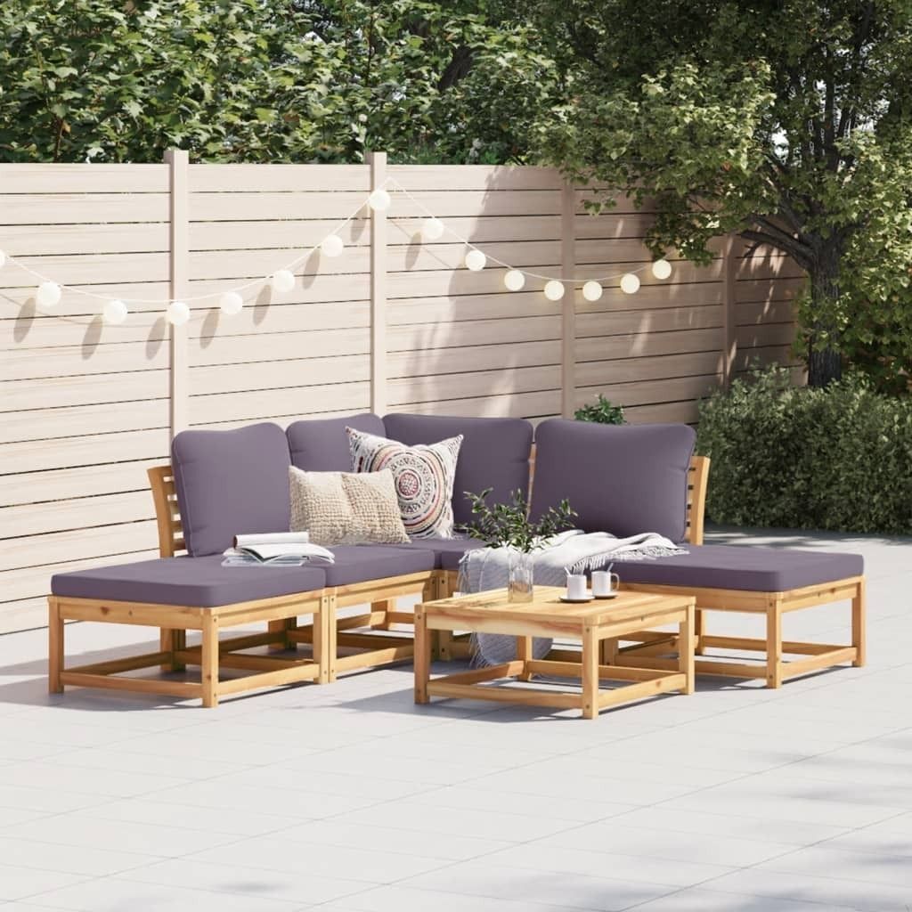 Möbel 6-tlg. Garten-Lounge-Set mit Kissen Massivholz Akazie - Gartensessel 3214306