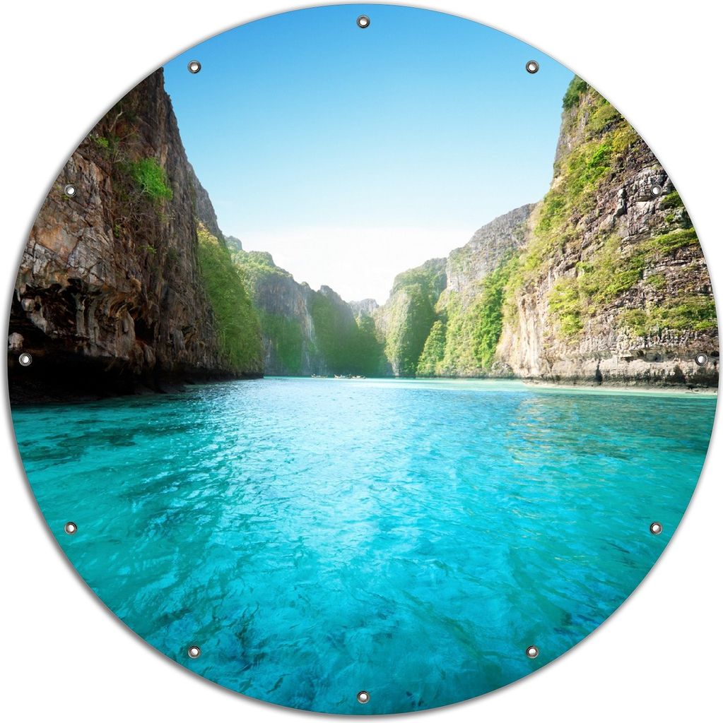 Wallario rundes Outdoor-Poster für Garten oder Balkon, Motiv Fluss in den Tiefen der Schlucht, 120 cm Durchmesser