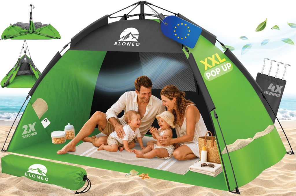ELONEO – rozkładany namiot plażowy z ochroną UV 80+, łatwy Zdjęcie produktu 