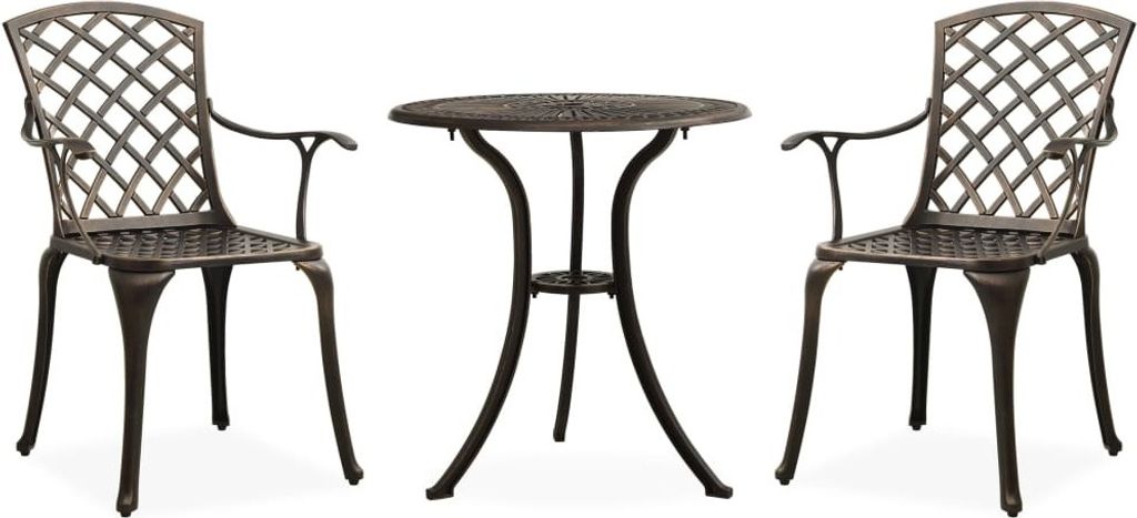 The Living Store 3-tlg. Bistro-Set Aluminiumguss Bronzen