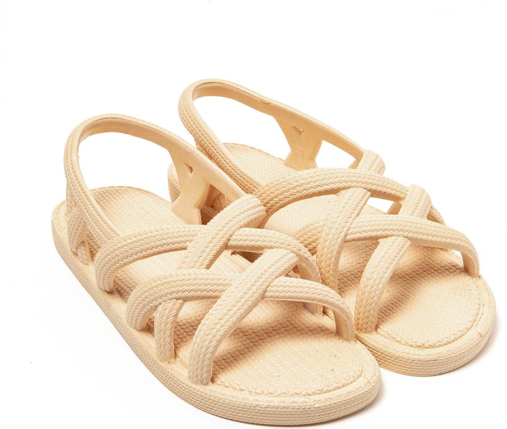 BRASILERAS Damen Sandalen mit rutschfester Sohle bequem schuhe für strand/schwimmbad/stadt beige 37 EU - UBANKA