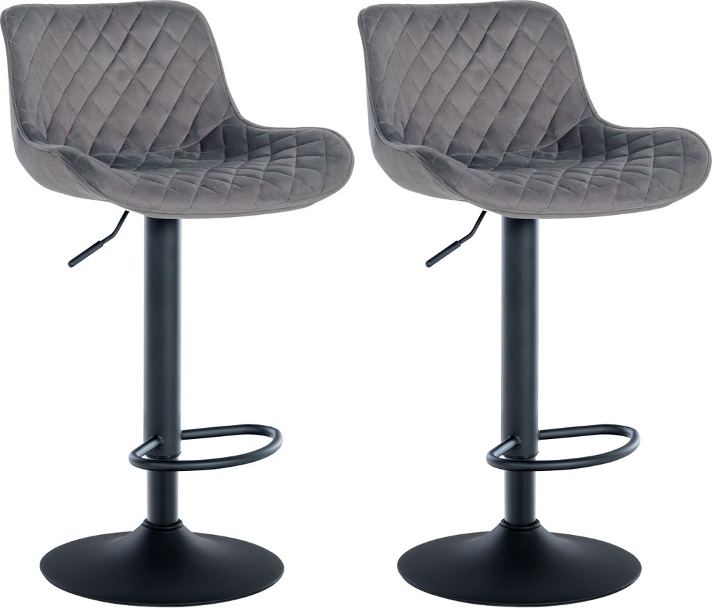CLP 2er Set Barhocker Minosa 360 drehbar mit Fußstütze Farbe dunkelgrau Material Samt