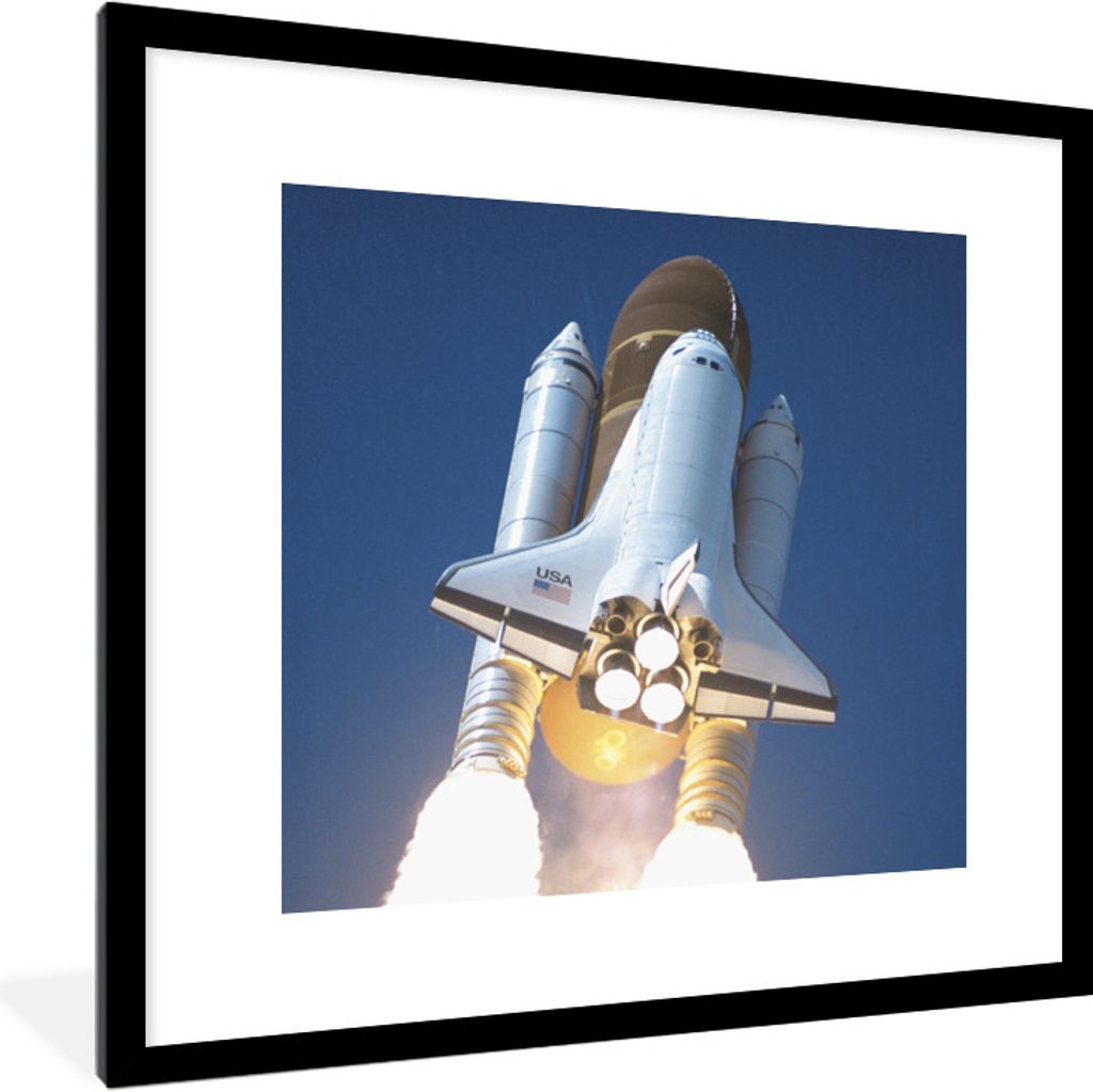 MuchoWow Gerahmtes Poster Nahaufnahme des Starts einer Raumfähre 40x40 cm - Poster mit Schwarzem Bilderrahmen Wandposter Rahmen Foto Bilder - Po...