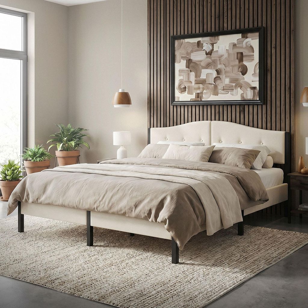 Letto imbottito ML-Design 180x200 cm, beige, letto Immagine del prodotto 